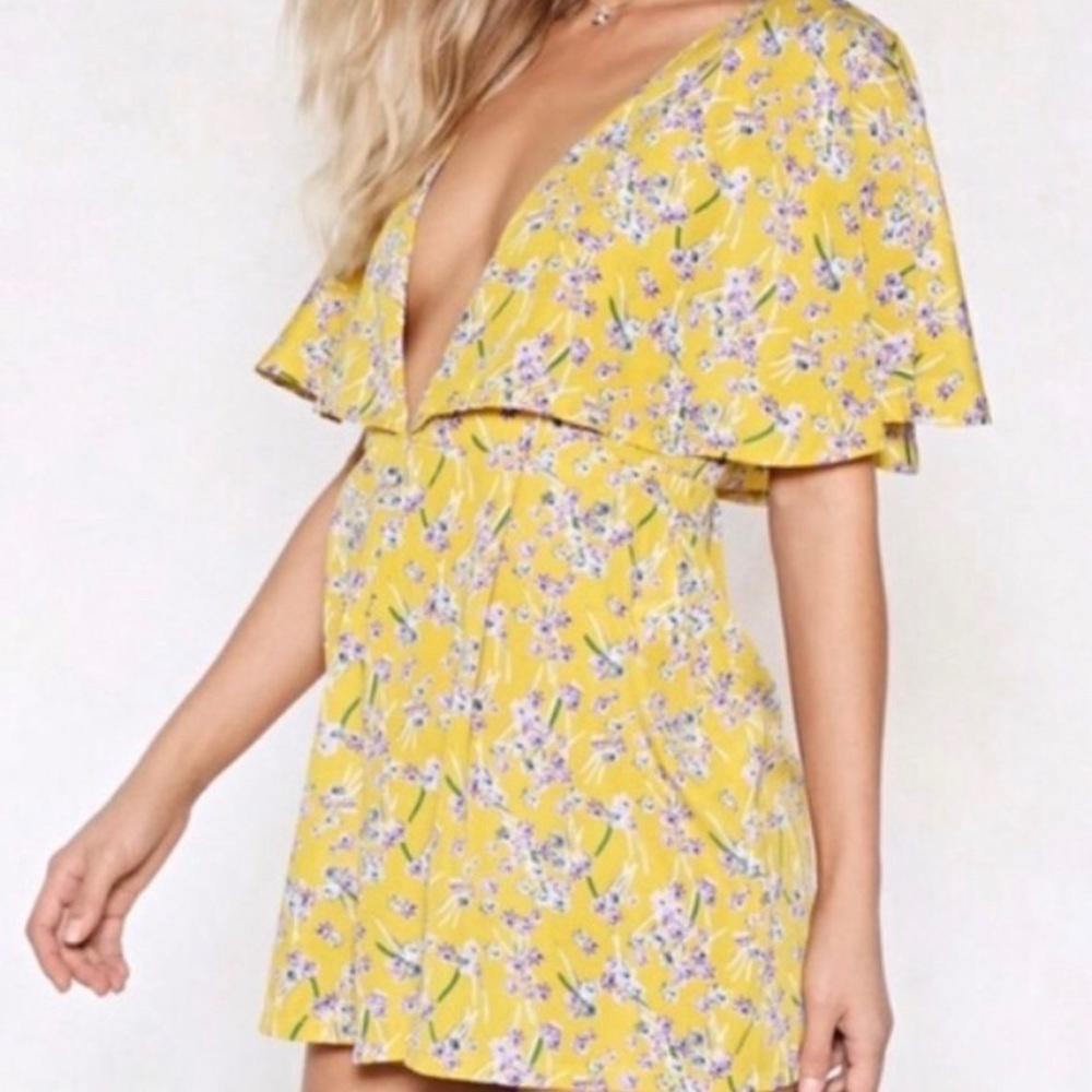 Nasty Gal Yellow Floral Romper